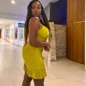 Tropical Green Party  flare Dress